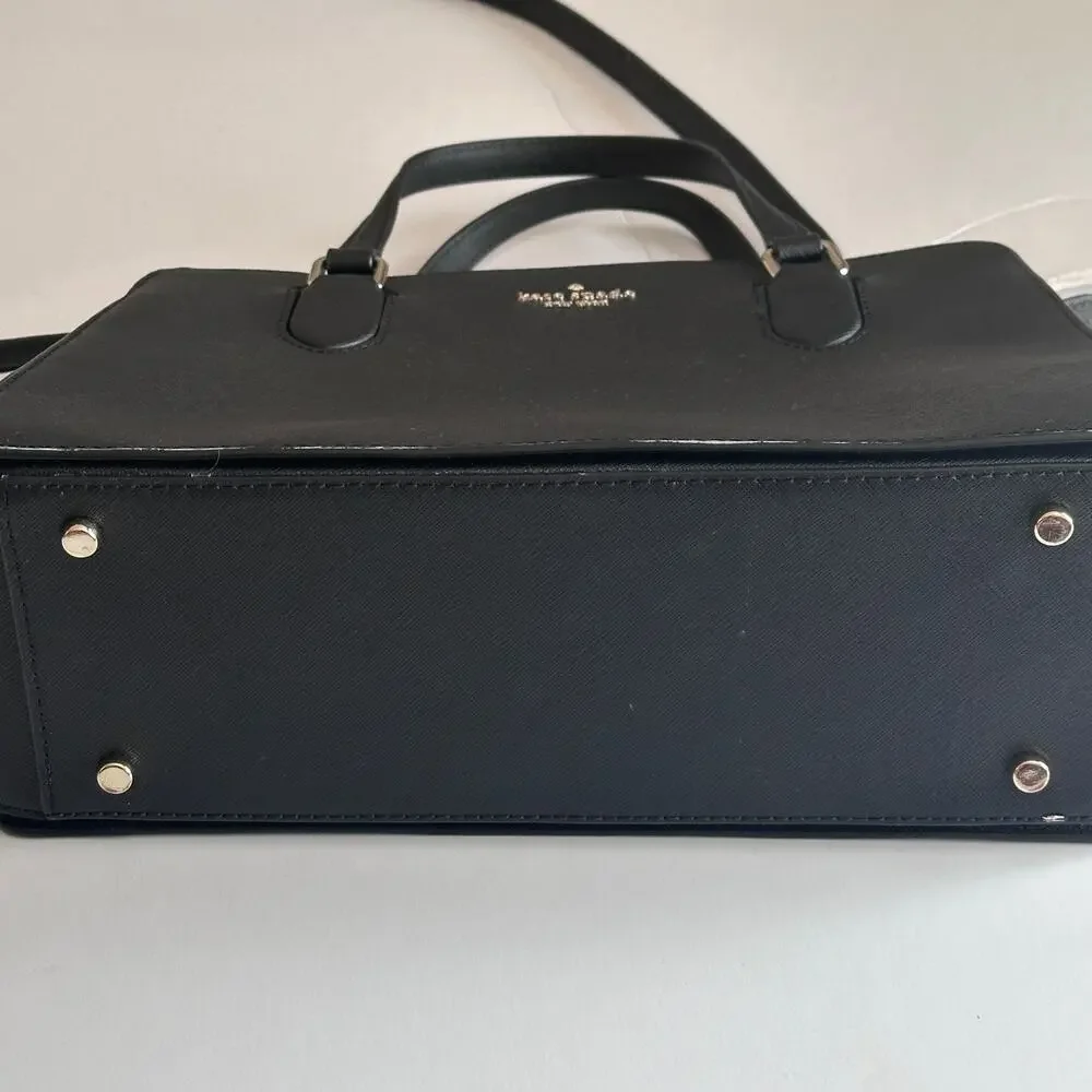 Kate Spade Reese Satchel Black Leather Purse Handbag Crossbody Laurel Way Bag